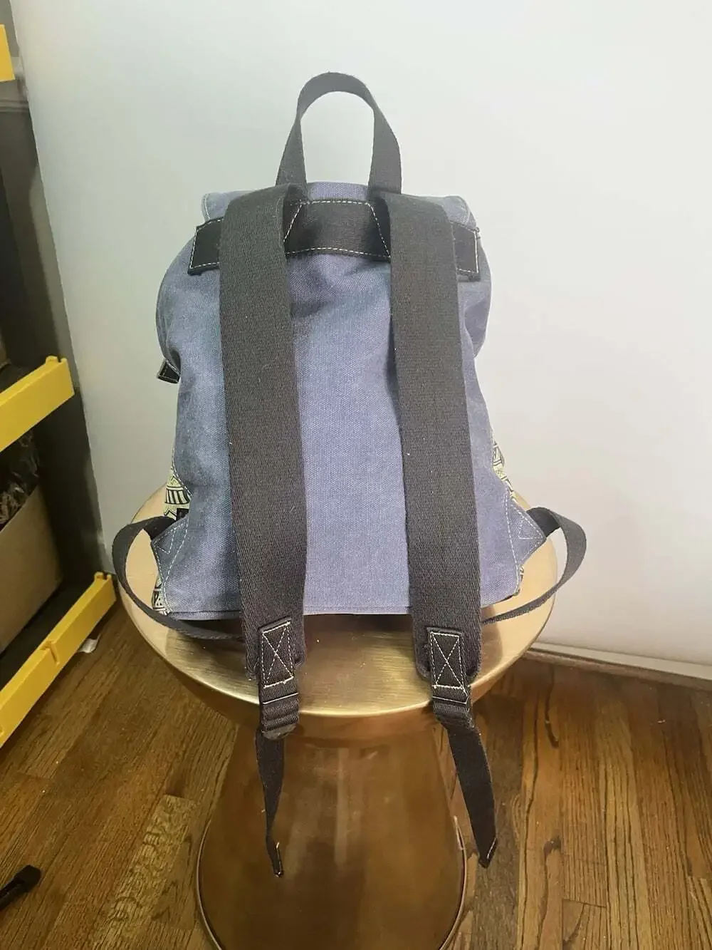 Douguyan Canvas Backpack Navy Boho Aztec Southwest Pockets Tribal Brass Flap